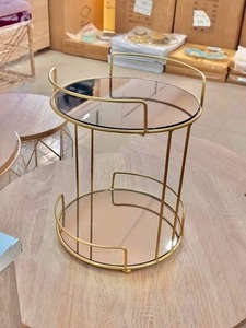 ชุดโต๊ะกาแฟ zigon โลหะกระจกสีทอง3ชิ้นโต๊ะรับประทานอาหารสำนักงานสแตนเลสโต๊ะข้างสีทอง - Product Image 3