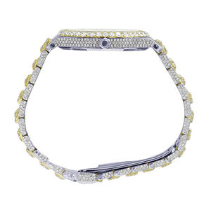 Montre en moissanite tendance glacée pour hommes, cadran en acier inoxydable personnalisé, quartz - Product Image 2