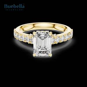 Bague en argent sterling 925 originale en diamant Moissanite VVS taille émeraude pour femmes vente à chaud pour les occasions de mariage et de fête - Product Image 1