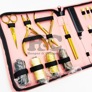 Kit de Herramientas para Extensiones de Cabello con Sistema de Unión Manual, OFERTA, Acero Inoxidable Dorado Sostenible, Estuche Rosa, Alicates, Tijeras, Kit Comercial para Cabello - Product Image 2