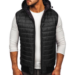 OEM <b>Men's</b> Casual <b>Lightweight</b> Quilted <b>Gilet</b> Coat Sleeveless Hooded Puffer Vest Zip Pockets Quick-Dry Anti-UV Breathable Winter - Product Image 2