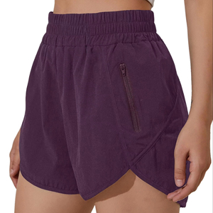 Women Athletic <b>Shorts</b> <b>With</b> <b>Zipper</b> <b>Pockets</b> Custom Quick Dry Elastic High <b>Shorts</b> Women's <b>Shorts</b> and Hidden Breathable Design - Product Image 1