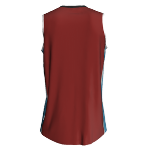 Maillot de basketball personnalisé à blocs de couleur, sans manches, col en V, anti-humidité, vêtement de sport pour adulte, impression par sublimation - Product Image 2