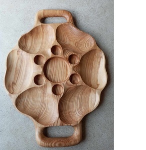 Plateau de service décoratif en bois de mangue de haute qualité en forme de belle fleur - Product Image 3