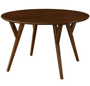 Table de salle à manger ronde au design moderne Cadre en bois de teck massif avec finition brun foncé de haute qualité pour une utilisation intérieure et extérieure - Product Image 5