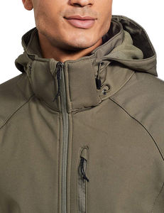 Veste Softshell personnalisée pour hommes imperméable à l'eau chauffée par batterie caractéristiques d'hiver chaud respirant toile à capuche support motif poche - Product Image 3