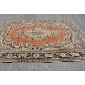 Alfombra turca clásica Vintage de 7 pies, 9 pulgadas, 11 pies, 5 pulgadas, naranja, Beige, estilo bohemio, tejido plano para sala de estar, Material de lana, retales de látex - Product Image 3