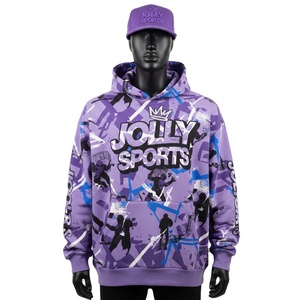 2025 New Men Oversize <b>Hoodie</b> Heavyweight 320 GSM Cotton Poly Fleece Soft Brushed Fabric <b>Purple</b> Graphic Puff Print - Product Image 1