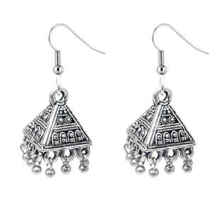 Jeweljunk Boucles d'oreilles Jhumki oxydées Triangle Perles Drop Design Style 1309310 à la mode - Product Image 1