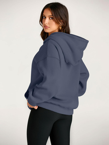 Sweat à capuche polaire brodé de haute qualité pour femme, doublé, respirant, décontracté, grande taille, 100 % coton, pour l'hiver - Product Image 4