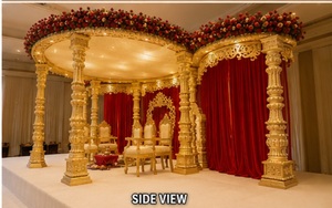 Mandap de Boda del Sur de la India para Decoración de Muhurtham, Mandapam Dorado Tradicional para Bodas Tamiles, Venta de Mandaps de Fibra - Product Image 3