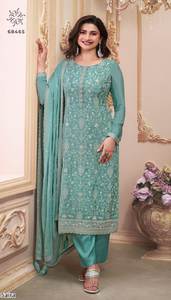 Femmes indiennes ethnique Chinnon soie Kurti pantalon Dupatta costume robe de mariée traditionnelle pour les festivals de mariage et les fêtes de Pooja - Product Image 2