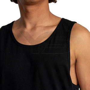 Camiseta sin mangas transpirable de alta calidad para hombre, de secado rápido y de moda, color sólido con logotipo personalizado, diseño sin mangas impreso - Product Image 4