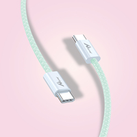 60W Typ-C zu Typ-C 3M Datenkabel Modell 1101227 Grüne Farbe Ladekabel für Unterhaltungselektronik