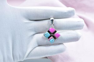 Pendentif Dahlia à barbe à papa fait main en argent sterling et chaîne ajustable de 16 pouces pour femme - Product Image 5