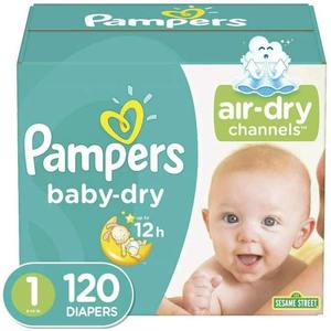 Couches Nouveau-né/Taille 1 (8-14 Lb), 120 Nombre-Pampers Baby Dry Couches jetables pour bébé, Super Pack - Product Image 4