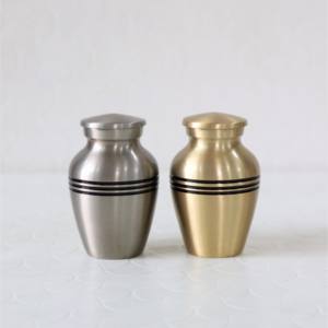 Urna de recuerdo chapada en peltre de latón pequeño de tres bandas para cremación para cenizas funerarias-Exportador de fabricante indio - Product Image 3