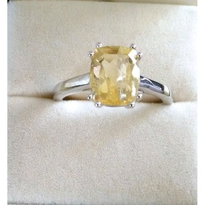 แหวนพลอยซิทรินธรรมชาติทรงโซลิแทร์สำหรับผู้หญิงจาก Shah Gems แหวนคริสตัลเงินแท้ 925 - Product Image 1