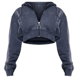 Top corto con capucha para mujer, Top corto ligero personalizado para mujer, Top corto antipillingbreathablehoodies para mujer - Product Image 1