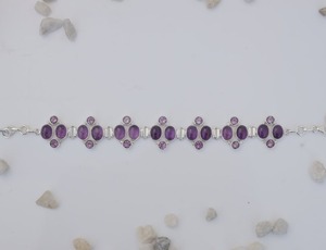 925 Sterling <b>Silver</b> Handmade Tennis <b>Bracelet</b> Best Quality Designer Wedding & Party Gift with Amethyst <b>Solid</b> Sterling <b>Silver</b> - Product Image 3