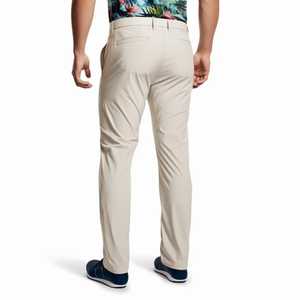 Pantalon habillé décontracté coupe ajustée pour homme Design chiné léger Devant plat Taille moyenne Motif droit Tissu peigné teint uni - Product Image 2
