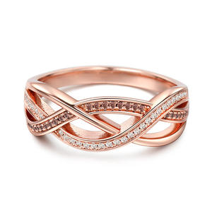 Jeulia Intertwined Sterling Silver Women's Engagement Band-Luxury Gold Plated <b>Stainless</b> <b>Steel</b> <b>Ring</b> - Product Image 1