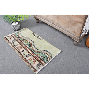 Alfombra turca Vintage 150cm X 290cm verde Beige estilo bohemio Patchwork lana látex rectángulo pasillo diseño para su espacio - Product Image 2