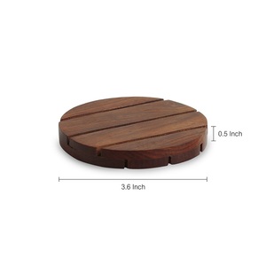 Modern Design Handcrafted Wooden <b>Dining</b> Coffee <b>Table</b> Tea Coasters <b>Set</b> of <b>4</b> in Brown by Wood-<b>Rounds</b> Free - Product Image 6