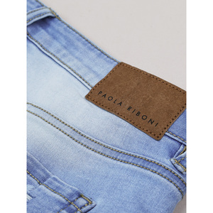 Paola Riboni Women's Ripped Capri Jeans High Waist Skinny Fit Light Wash Denim Pants Calf Length Raw Hem With Pockets - Product Image 4