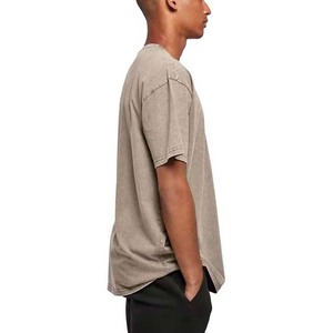 เสื้อยืดโอเวอร์ไซส์เปิดไหล่250gsm สำหรับผู้ชายเสื้อเชิ้ตผ้าฝ้ายฟอกสีกรดของผู้ชายทำจากผ้าฝ้ายรุ่นล่าสุดออกแบบได้ตามต้องการ - Product Image 4