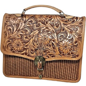 Bolso para ordenador portátil de cuero Premium Unisex hecho a mano, maletín occidental de negocios, borde Floral, estilo de lujo Vintage, regalo de moda, viaje - Product Image 1