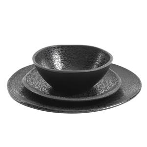 Casa Conjunto de louca de melamina redondo Yoko servico para quatro (12 pecas) preto <span class=keywords><strong>fosco</strong></span> - Product Image 1