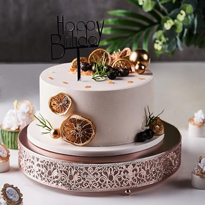 Nueva llegada de alta calidad, rubor, oro rosa, aspecto metálico brillante, encaje, soporte de pastel de boda de Metal para exhibición de postres, soporte para cupcakes - Product Image 3