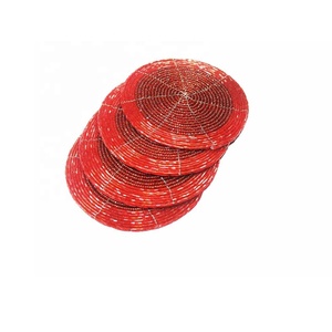 High Quality <b>Round</b> Handmade Glass Beaded Coaster Set of 6 for Drinks and <b>Coffee</b> <b>Table</b> Handmade Glass Beads Coaster - Product Image 4