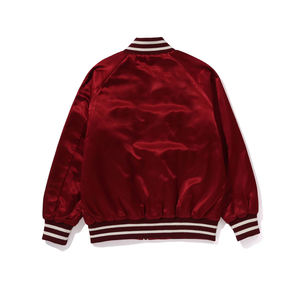 Offre spéciale Vente en gros Vêtements d'hiver personnalisés respirants Broderie pour hommes Veste universitaire en satin Veste universitaire à boutons de couleur unie pour hommes - Product Image 6