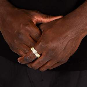 Venta caliente 18K Chapado en oro 925 Plata de ley Anillo DE TENIS doble Vvs Diamante Moissanite Hombres Anillo Joyería de regalo - Product Image 3