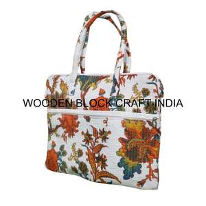 Bolsa de Portátil de Lujo Acolchada, Ligera y Hermosa, Hecha a Mano con Estampado Floral 100% Algodón, con Asa Moderna y Duradera de Estilo Vintage - Product Image 6