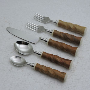 Hot & Latest Design Wood & Stainless Steel Made 4 Pieces <b>Flatware</b> <b>Set</b> Wooden Spoon <b>Flatware</b> <b>Sets</b> Spoon <b>Set</b> - Product Image 5