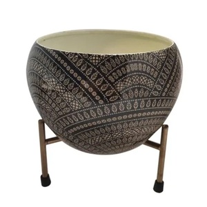 Jardinière en métal gris avec support, décoration de sol pour la maison et le jardin, pots à fleurs avec support doré, design de pot - Product Image 4