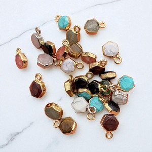 Abalorios de piedras preciosas de cuarzo rosa hexagonal electrochapado en oro-Abalorio de plata 925 para hacer joyería DIY - Product Image 3