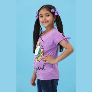 กราฟิกที่กำหนดเอง100% ถักบริสุทธิ์หวีผ้าฝ้ายปกติความยาวแขนหมวกสีม่วงอ่อนเสื้อยืดสำหรับสาวๆ - Product Image 3