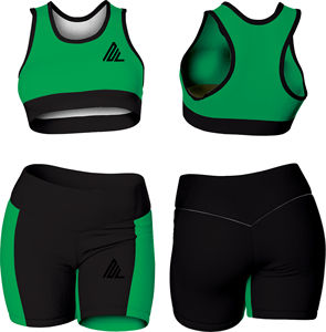 Conjunto de Yoga de 2 piezas con logotipo frontal sólido para mujer Sujetador deportivo y pantalones cortos transpirables ecológicos para gimnasio - Product Image 2