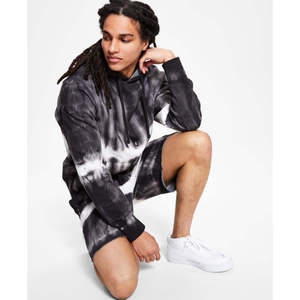 Felpa con Cappuccio da Uomo Sun + Stone in French Terry Shibori, Taglia Small, Lavaggio Acido con Applicazione Stampata - Product Image 1