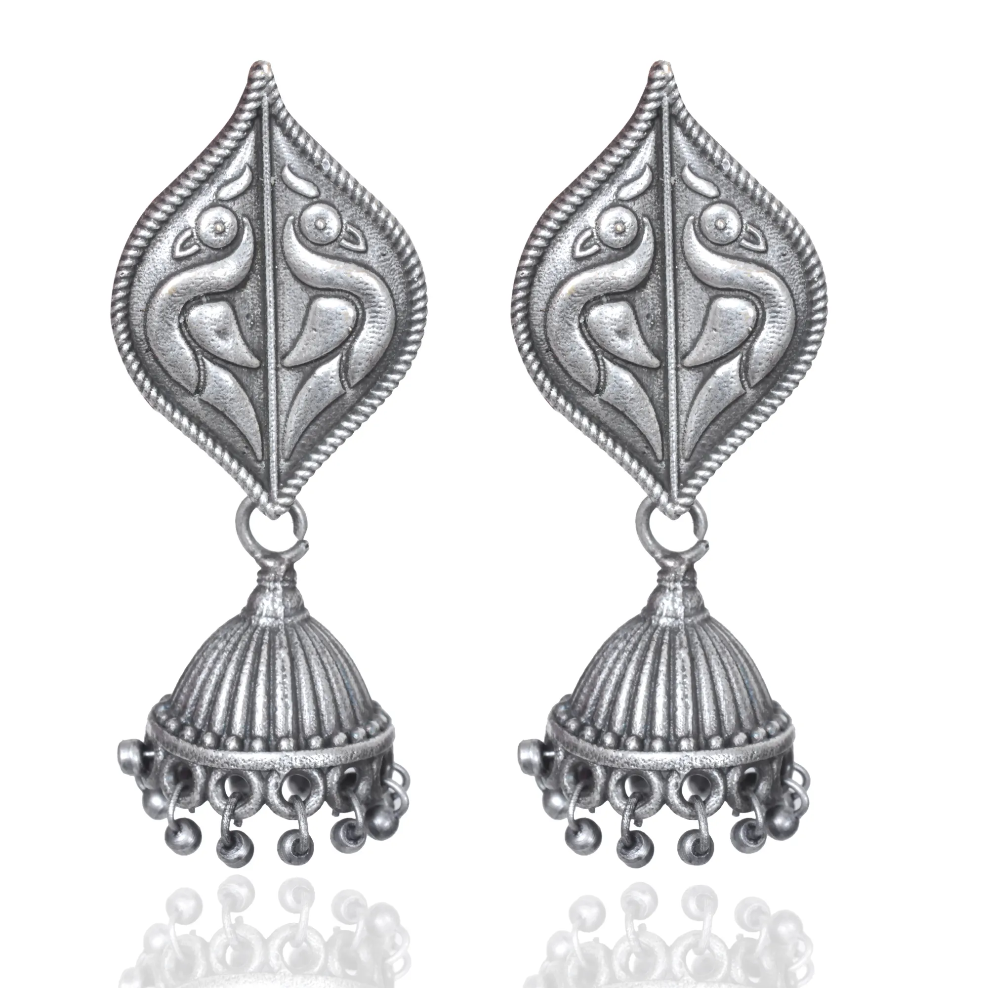 2022 Oxidized Silver Plated Brass Jewelry Wholesale Indian Design Premium Quality Handmade Fashion Jhumka Earring For Women