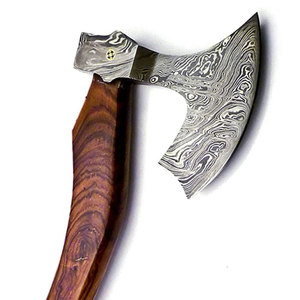 Damascus Steel <b>Axe</b> Handmade Bushcraft <b>Axe</b> With Pattern Steel Head And Wooden Grip Damascus Steel <b>Axe</b> - Product Image 2