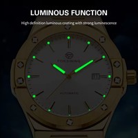 Montre mécanique FORSINING pour homme, bracelet en silicone bleu 24 cm, étanche, lumineuse, sportive, pour homme, décontractée, pour le travail