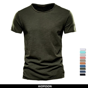 Stock coton col rond manches courtes hommes T-Shirt décontracté Fitness maison vêtements solide motif été mince maison vêtements - Product Image 2
