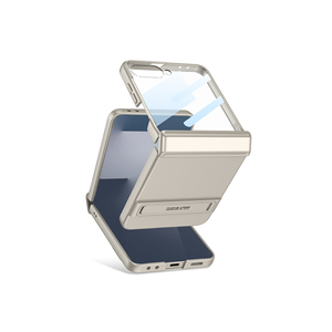 Étui de protection de luxe en silicone argenté Zore Kpta avec support pour Samsung Galaxy Z Flip 7 Plus, finition électroplaquée pour la caméra - Product Image 4