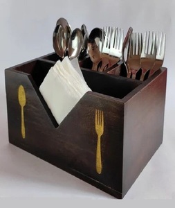 Cubiertos de madera personalizados, caja de almacenamiento de vajilla, compartimentos, utensilios de cocina, soportes para encimera - Product Image 1