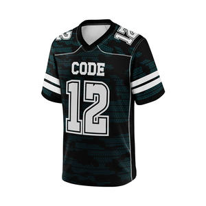 Maillot de football américain de qualité supérieure sur mesure, vêtements de sport respirants en maille de polyester à manches courtes, ensembles grande taille pour adultes - Product Image 2